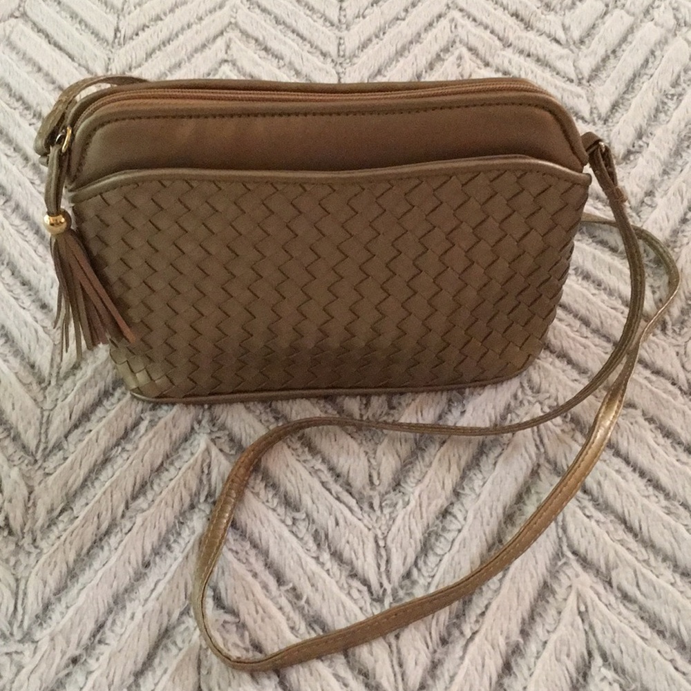 Gold Tassel Woven Crossbody Purse Bag
